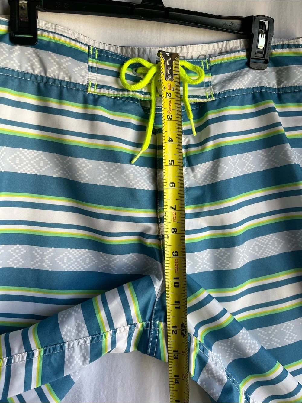 American Eagle Outfitters Blue, Teal & Lime Striped Swim Shorts
